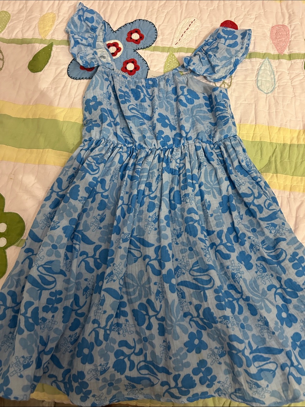 Light Blue Floral Sundress for Girls with Ruffle Straps